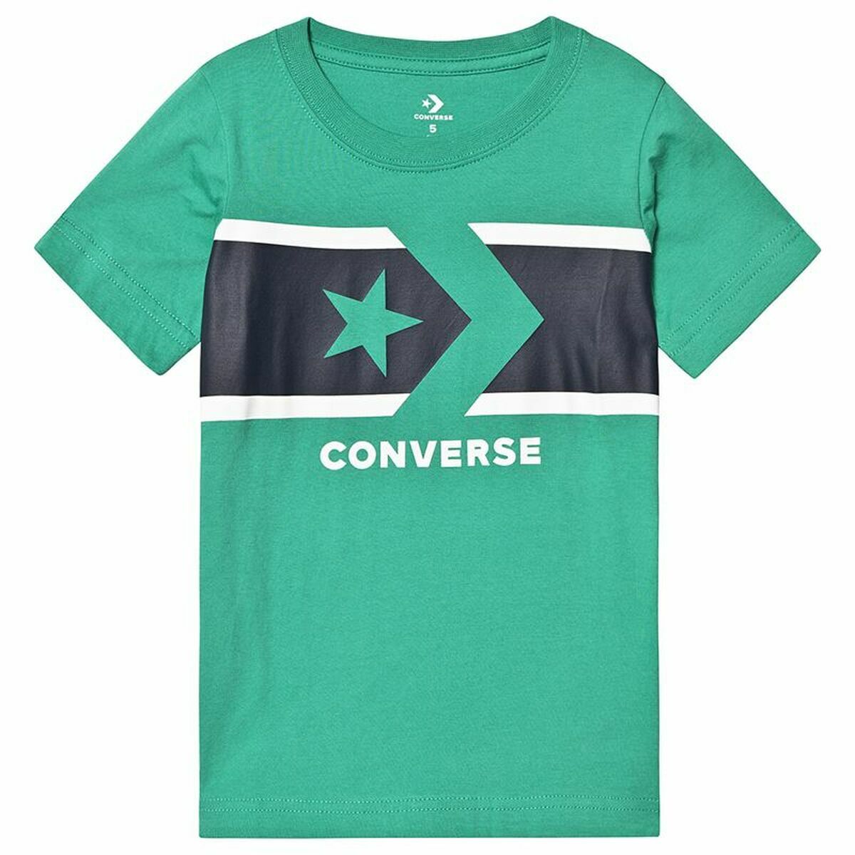 Child's Short Sleeve T-Shirt Converse Stripe Star Chevron  Green 13-15 Years