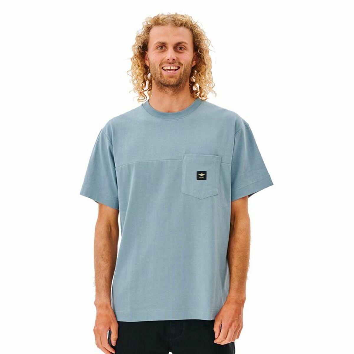 Men’s Short Sleeve T-Shirt Rip Curl Pocket Quality Surf  Blue S